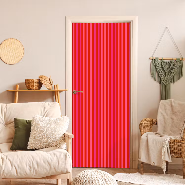 Deursticker - Verticaal - Strepen - Roze — 4