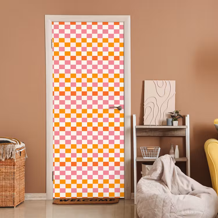 Deursticker - Vierkant - Patroon - Oranje — 2
