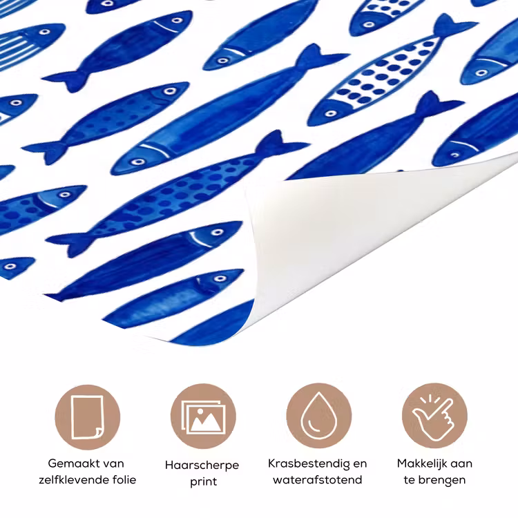 Deursticker - Vis - Patroon - Onderwater - Abstract - Blauw — 3