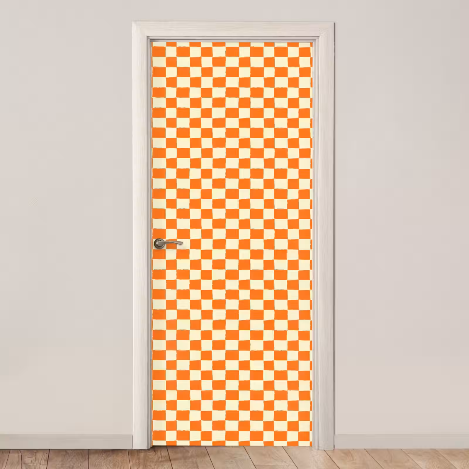 Deursticker - Schaak - Patroon - Oranje — 1