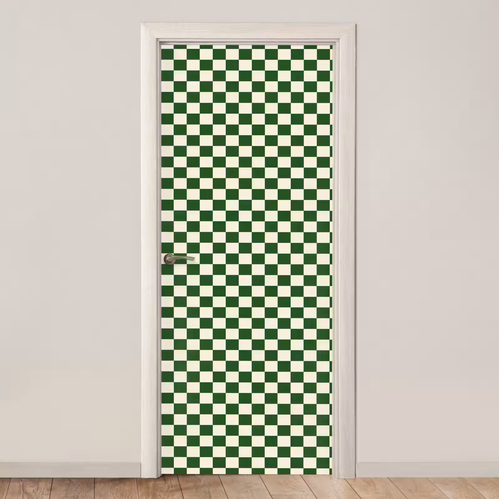 Deursticker - Schaakbord - Patroon - Groen — 1