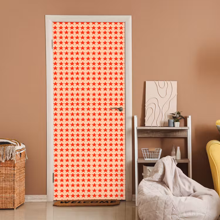 Deursticker - Patroon - Sterren - Rood — 2