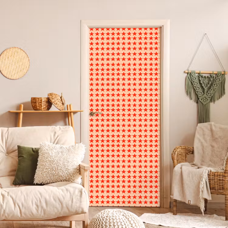 Deursticker - Patroon - Sterren - Rood — 4