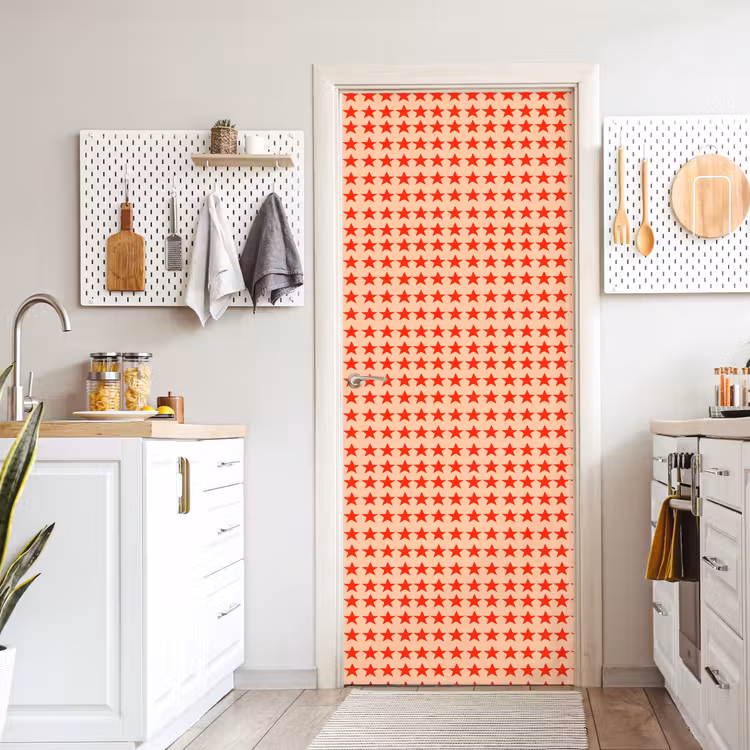 Deursticker - Patroon - Sterren - Rood — 7