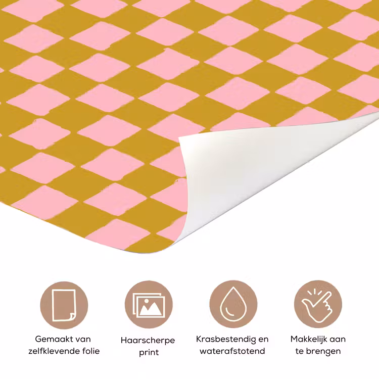 Deursticker - Patroon - Vierkant - Roze — 3