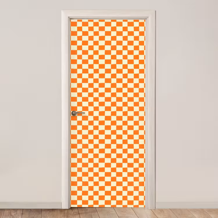 Deursticker - Schaak - Patroon - Oranje — 1