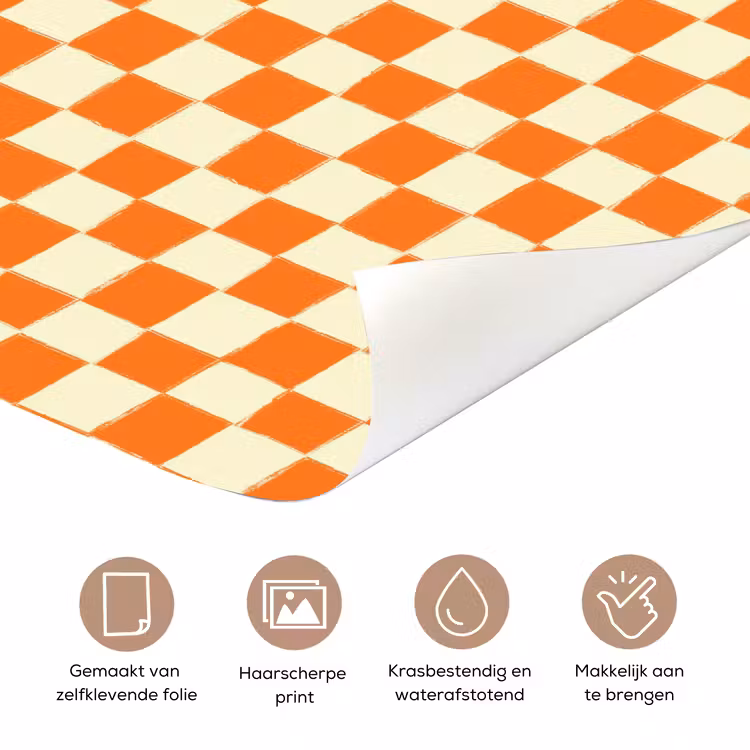 Deursticker - Schaak - Patroon - Oranje — 3