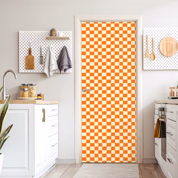 Deursticker - Schaak - Patroon - Oranje — 7