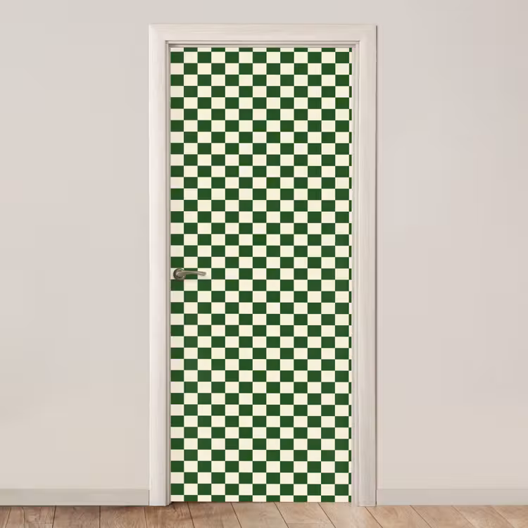 Deursticker - Schaakbord - Patroon - Groen — 1