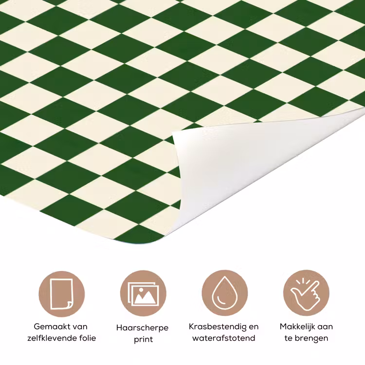 Deursticker - Schaakbord - Patroon - Groen — 3
