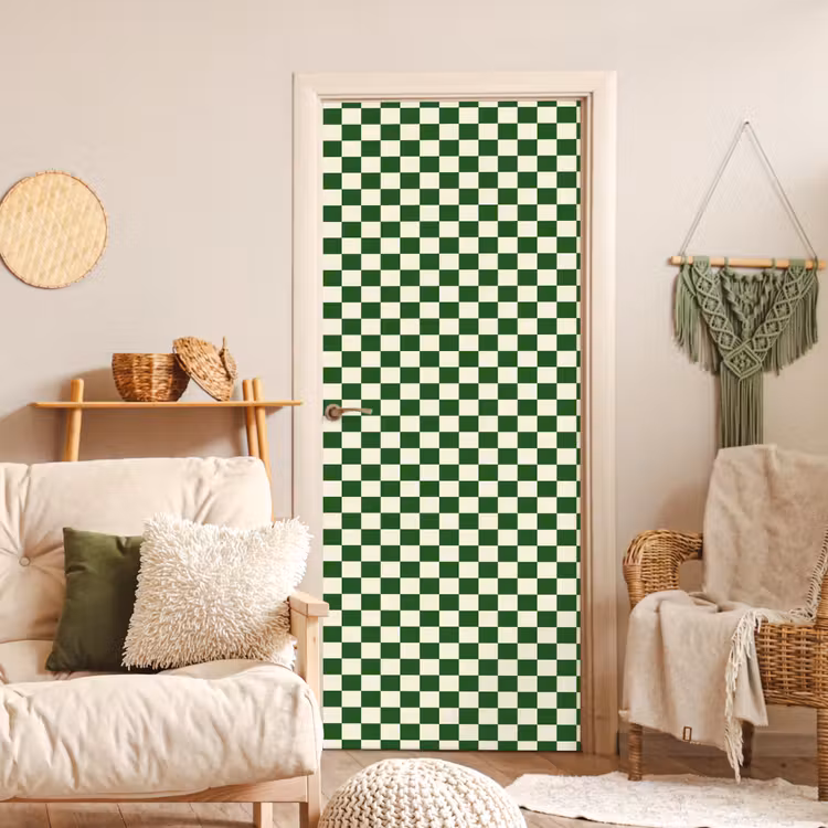 Deursticker - Schaakbord - Patroon - Groen — 4