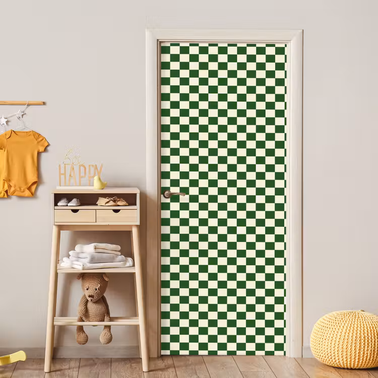 Deursticker - Schaakbord - Patroon - Groen — 6