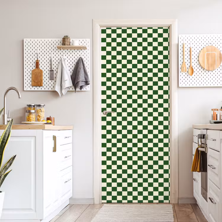 Deursticker - Schaakbord - Patroon - Groen — 7