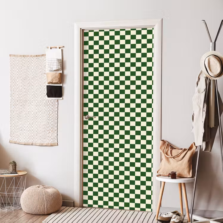 Deursticker - Schaakbord - Patroon - Groen — 8