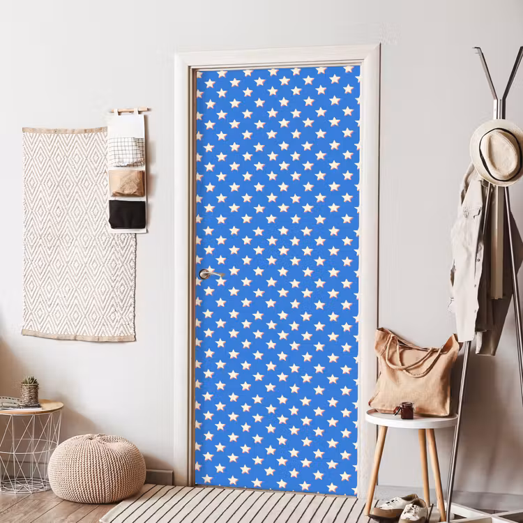 Deursticker - Sterren - Patroon - Blauw — 8