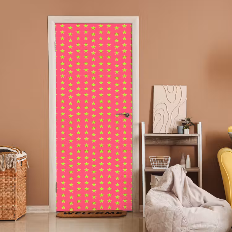 Deursticker - Sterren - Patroon - Roze — 2