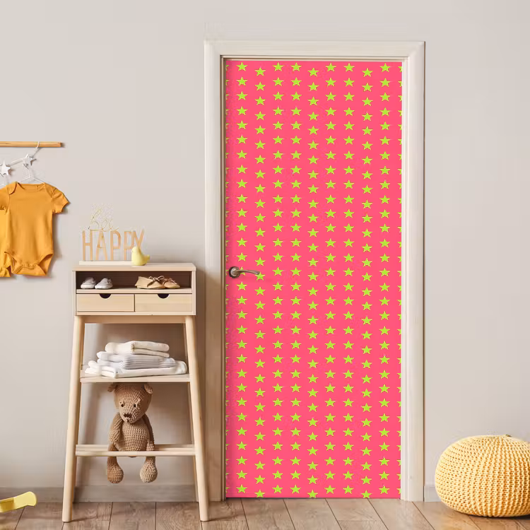 Deursticker - Sterren - Patroon - Roze — 6