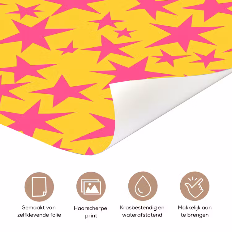 Deursticker - Sterren - Patroon - Roze - Geel — 3
