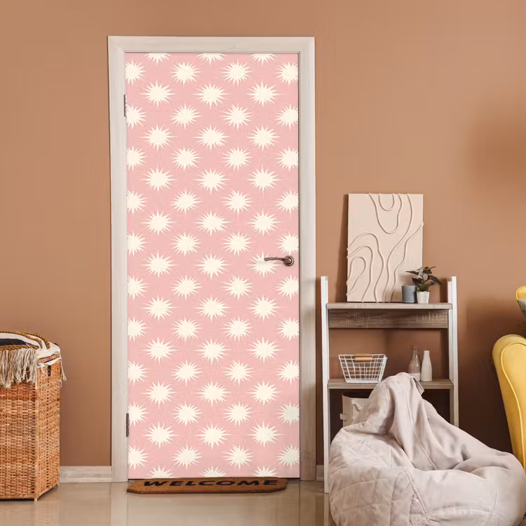 Deursticker - Zonnen - Patroon - Roze — 2