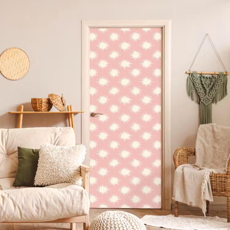 Deursticker - Zonnen - Patroon - Roze — 4