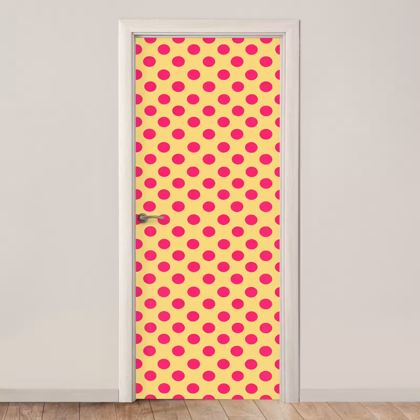 Deursticker - Roze - Stippen - Geel — 1