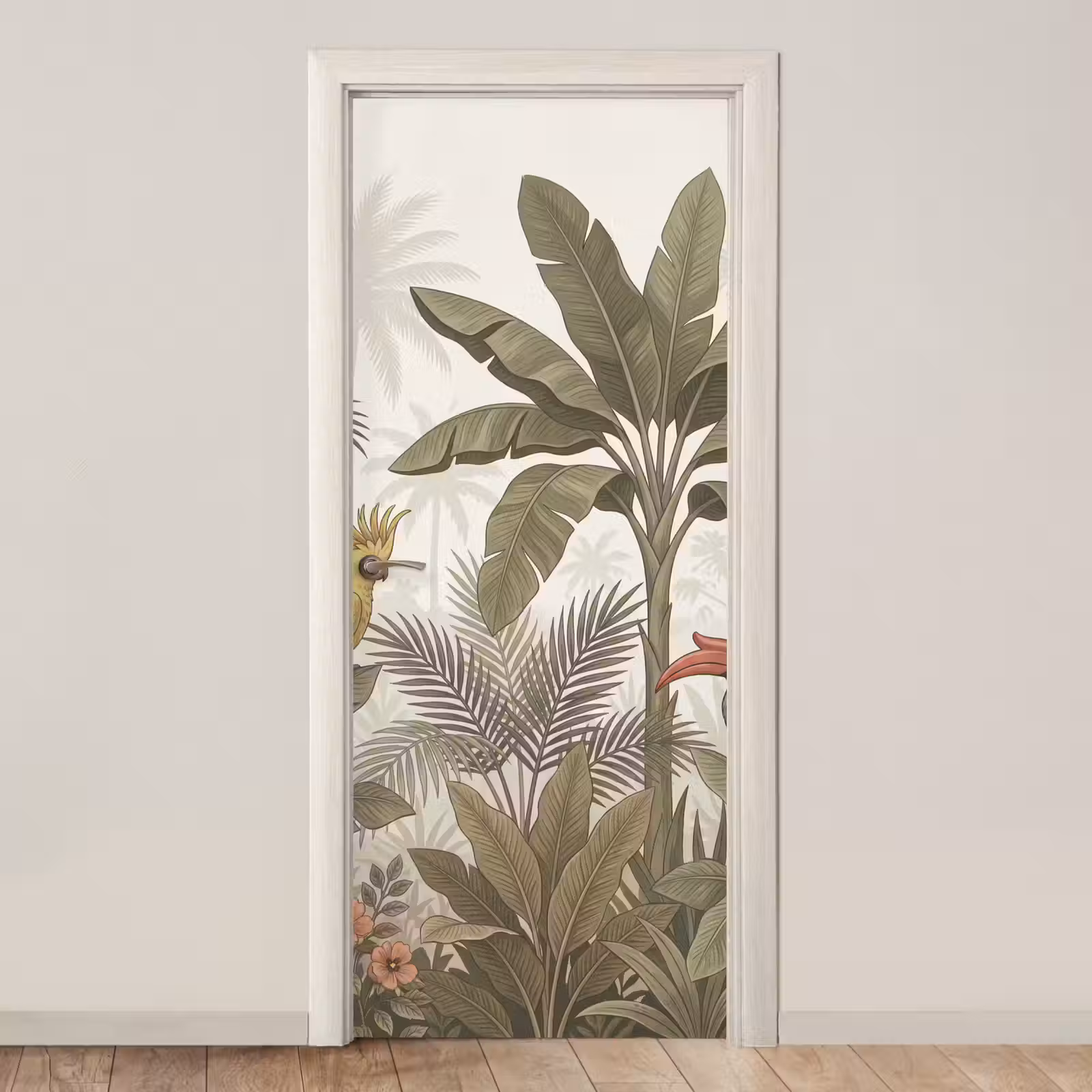 Deursticker - Vogel - Jungle - Tropisch - Illustratie - Groen — 1