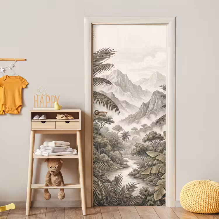 Deursticker - Natuur - Bergen - Rivier - Tropisch - Vintage — 6