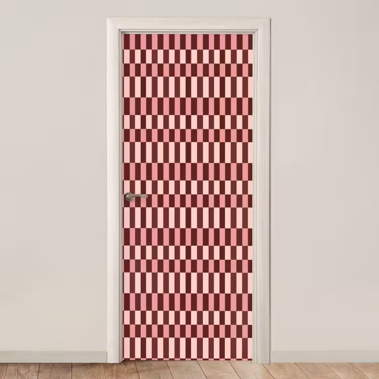 Deursticker - Roze - Rood - Blokjes — 1