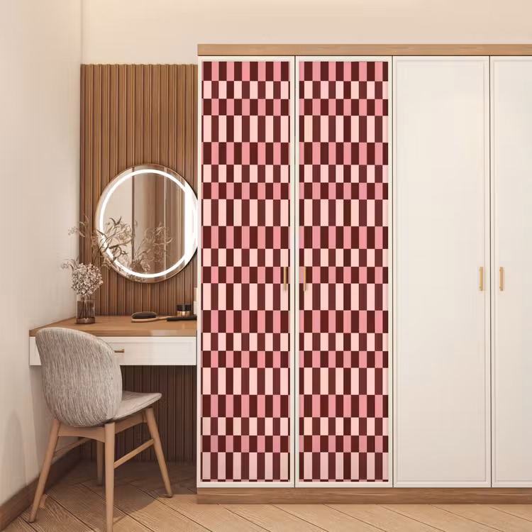 Deursticker - Roze - Rood - Blokjes — 5