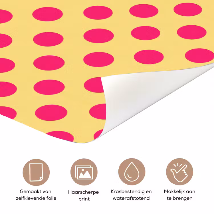 Deursticker - Roze - Stippen - Geel — 3