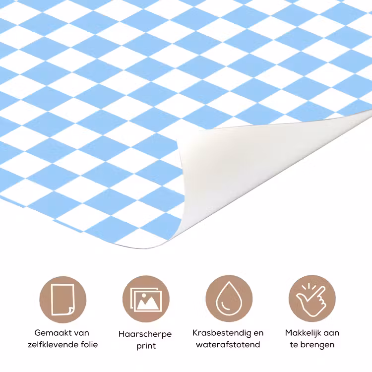Deursticker - Schaakbord - Klassiek - Blauw — 3