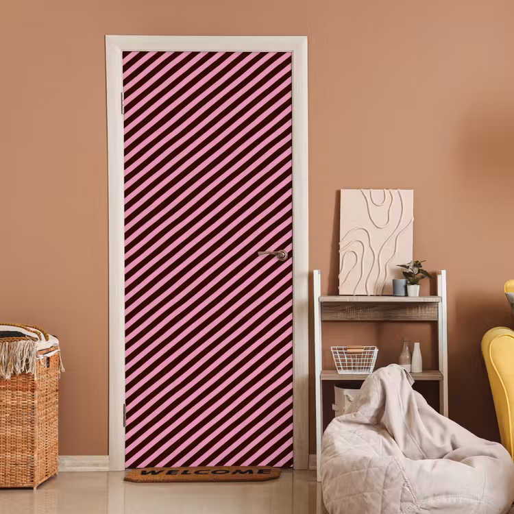 Deursticker - Strepen - Roze - Bruin — 2