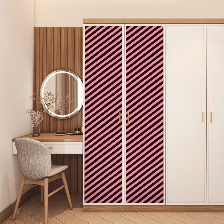 Deursticker - Strepen - Roze - Bruin — 5