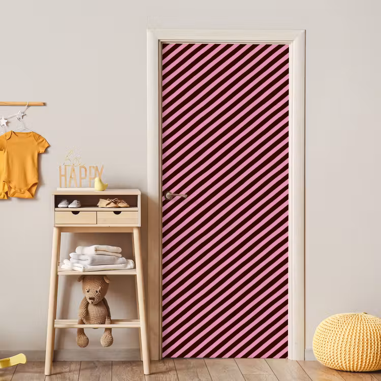 Deursticker - Strepen - Roze - Bruin — 6