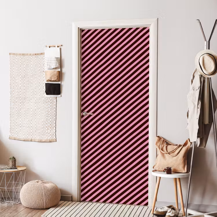 Deursticker - Strepen - Roze - Bruin — 8