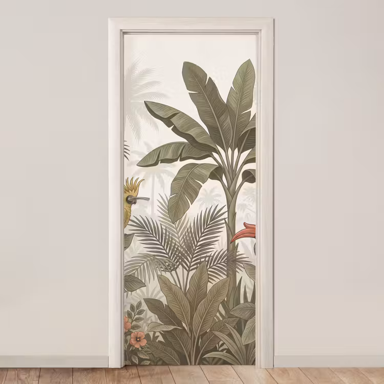 Deursticker - Vogel - Jungle - Tropisch - Illustratie - Groen — 1
