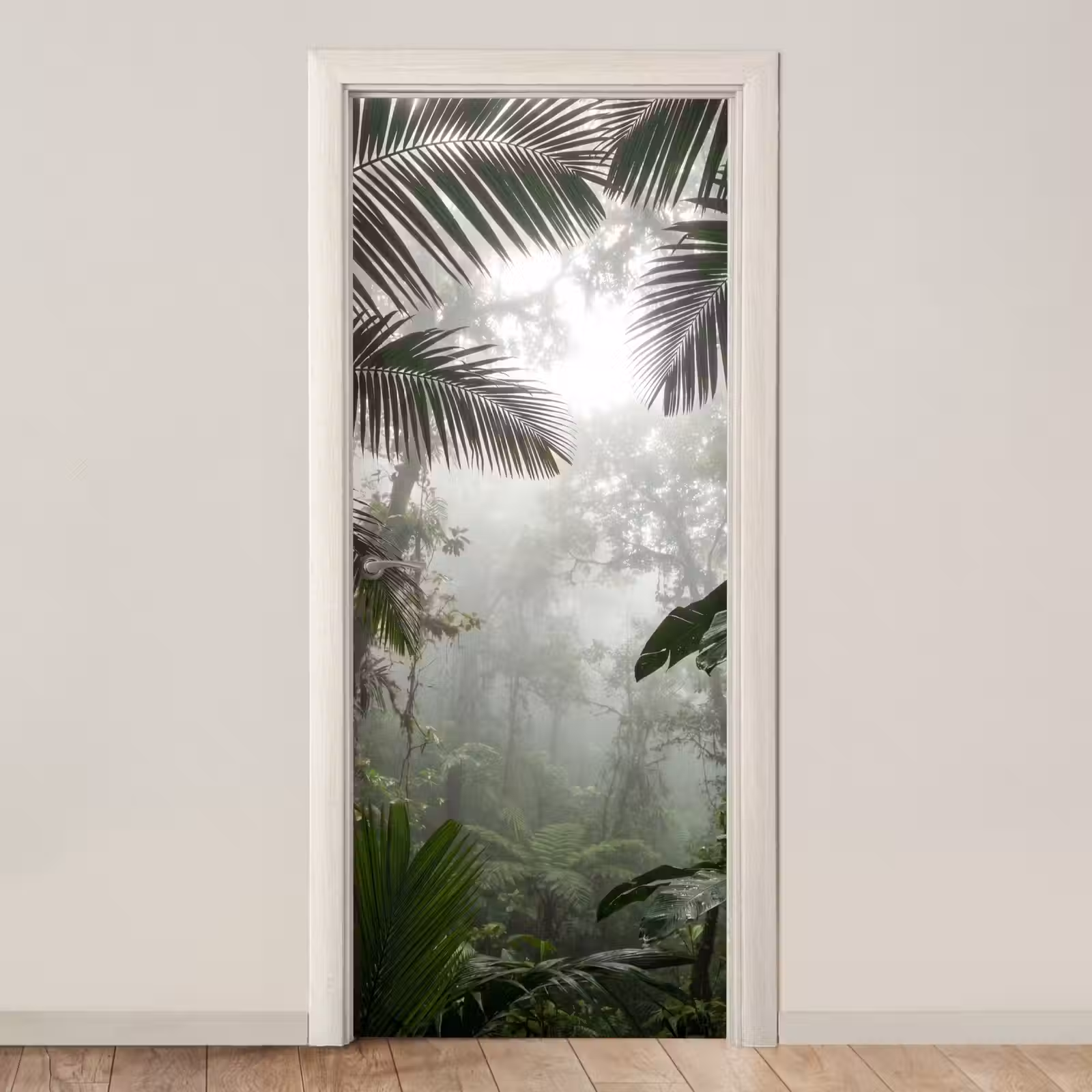 Deursticker - Natuur - Jungle - Mist - Groen - Bladeren — 1
