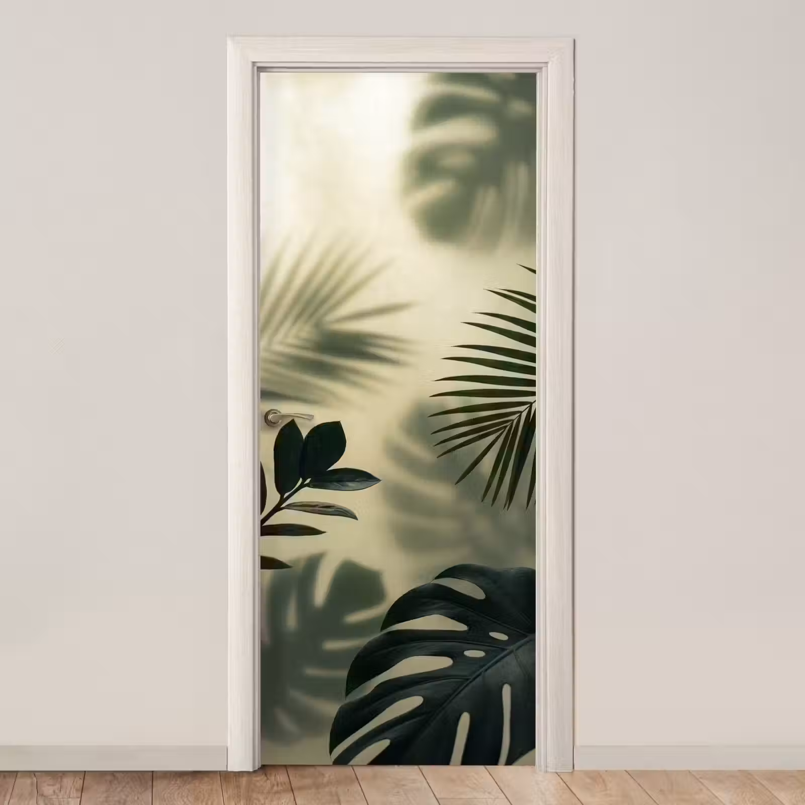 Deursticker - Planten - Bladeren - Schaduwen - Groen - Modern — 1
