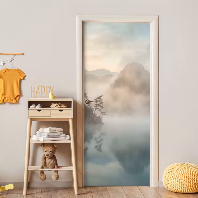 Deursticker - Landschap - Bergen - Mist - Water - Natuur — 6