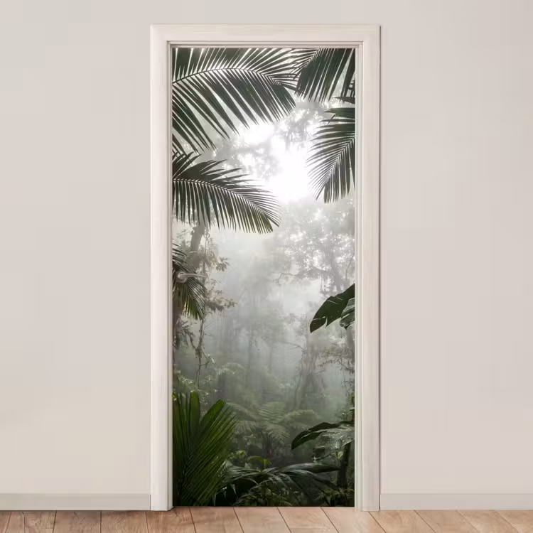 Deursticker - Natuur - Jungle - Mist - Groen - Bladeren — 1