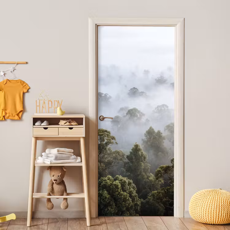 Deursticker - Natuur - Mist - Bos - Ochtend - Goud — 6