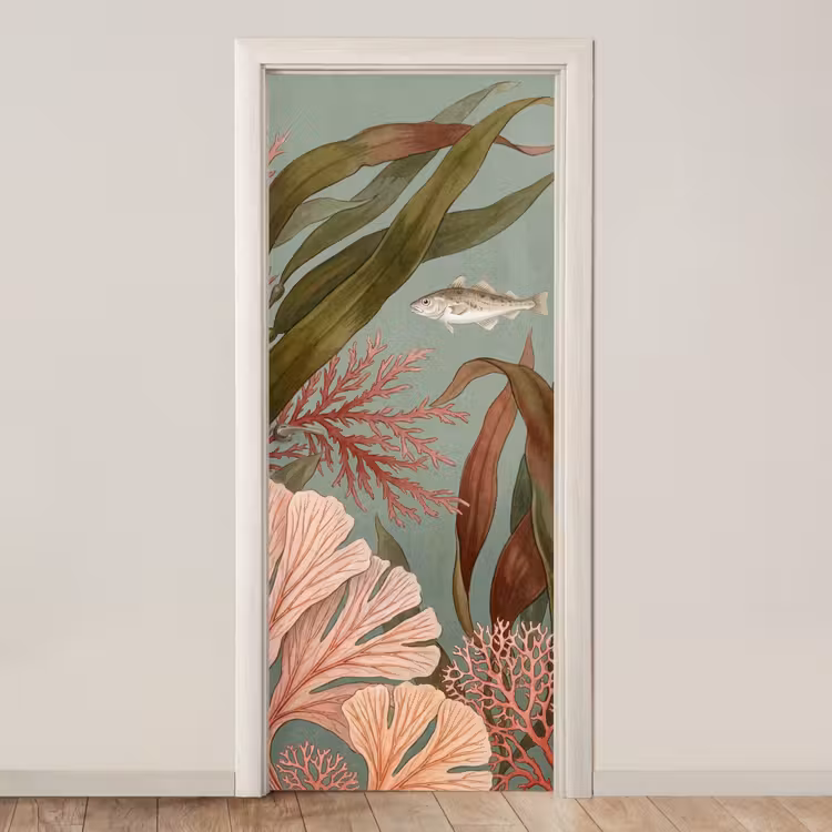 Deursticker - Onderwater - Planten - Vis - Vintage - Groen — 1