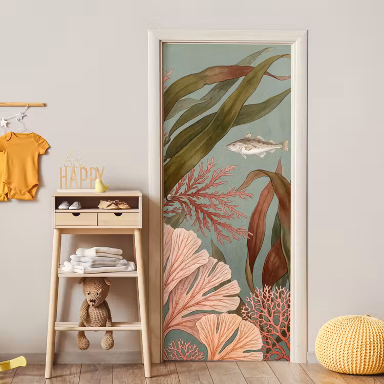 Deursticker - Onderwater - Planten - Vis - Vintage - Groen — 6