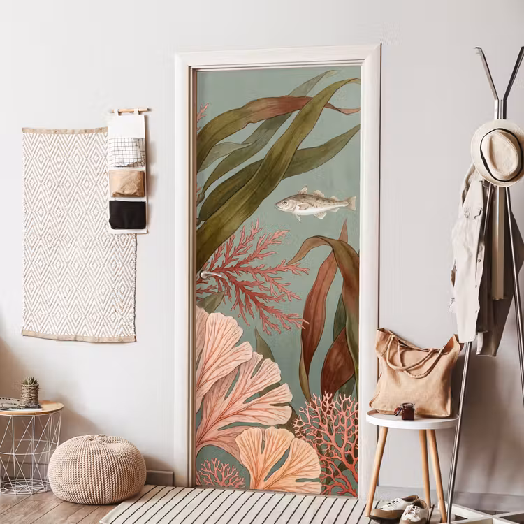 Deursticker - Onderwater - Planten - Vis - Vintage - Groen — 8