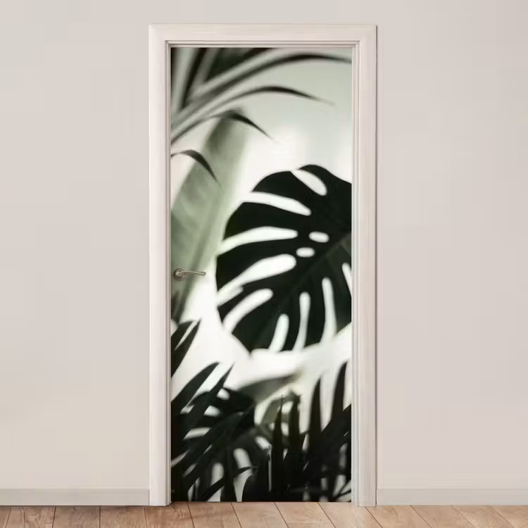 Deursticker - Planten - Bladeren - Natuur - Minimalistisch - Groen — 1