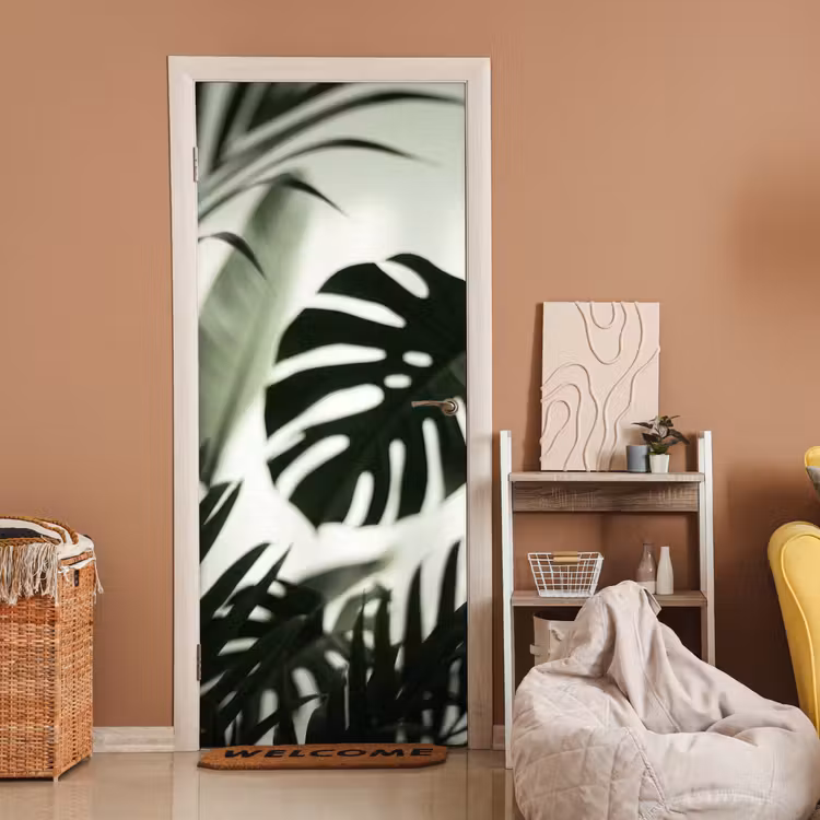 Deursticker - Planten - Bladeren - Natuur - Minimalistisch - Groen — 2