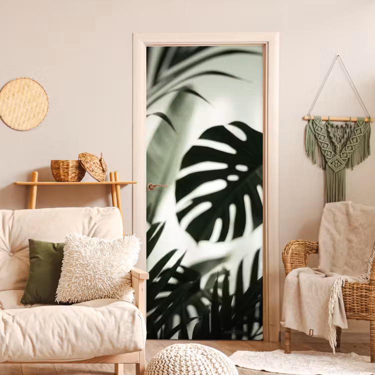 Deursticker - Planten - Bladeren - Natuur - Minimalistisch - Groen — 4