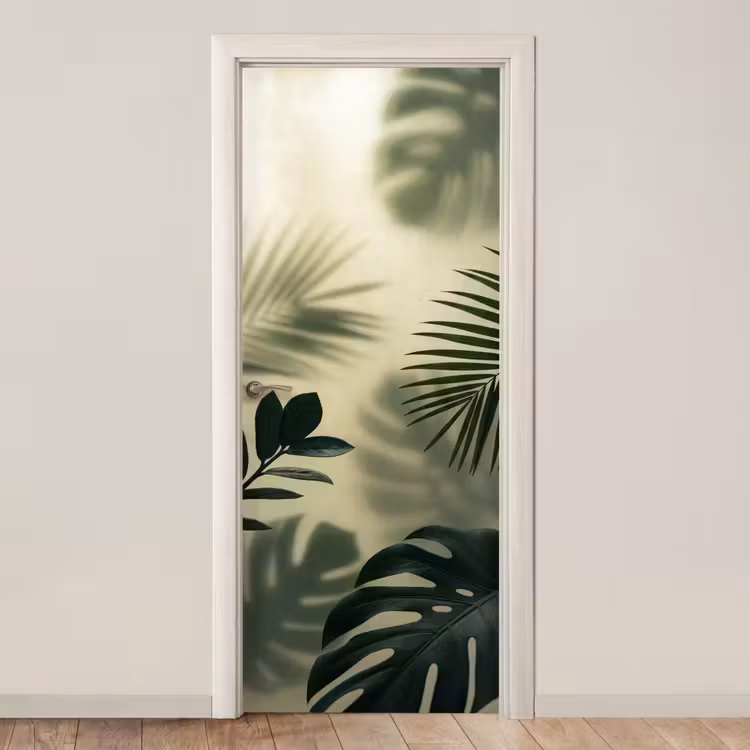 Deursticker - Planten - Bladeren - Schaduwen - Groen - Modern — 1