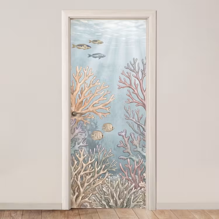 Deursticker - Vis - Koraal - Oceaan - Illustratie - Onderwater — 1