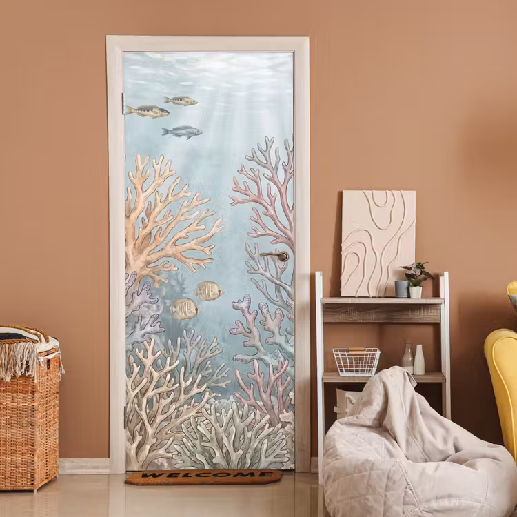 Deursticker - Vis - Koraal - Oceaan - Illustratie - Onderwater — 2